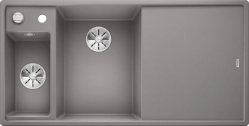 Кухонная мойка Blanco Axia III 6 S (алюметаллик, левая, разделочный столик ясень, с клапаном-автоматом InFino®) - фото