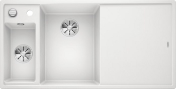 Кухонная мойка Blanco Axia III 6 S (белый, левая, разделочный столик ясень, с клапаном-автоматом InFino®) - фото