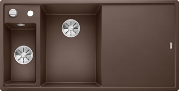 Кухонная мойка Blanco Axia III 6 S (кофе, левая, разделочный столик ясень, с клапаном-автоматом InFino®) - фото
