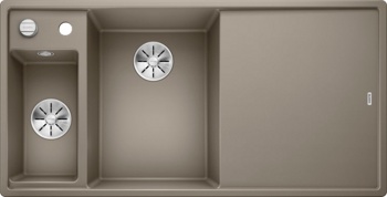 Кухонная мойка Blanco Axia III 6 S Серый бежевый 6 S (серый беж, левая, стекло, с клапаном-автоматом InFino®) - фото