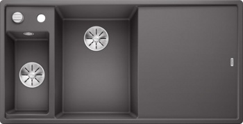 Кухонная мойка Blanco Axia III 6 S-F Темная скала 6 S-F (темная скала, чаша слева, стекло, с клапаном-автоматом InFino®) - фото