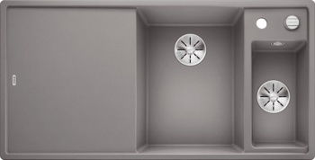 Кухонная мойка Blanco Axia III 6 S-F Алюметаллик 6 S-F (алюметаллик, чаша справа, стекло, с клапаном-автоматом InFino) - фото