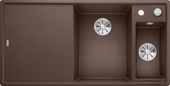 Кухонная мойка Blanco Axia III 6 S-F Кофе 6 S-F (кофе, чаша справа, стекло, с клапаном-автоматом InFino) - фото