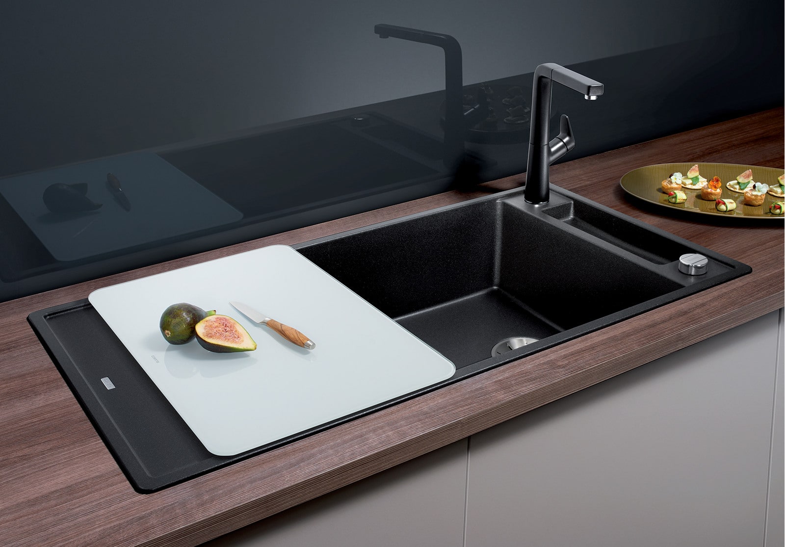 Кухонная мойка Blanco Axia III XL 6 S Антрацит 6 S (антрацит, стекло, с клапаном-автоматом InFino®) - фото2