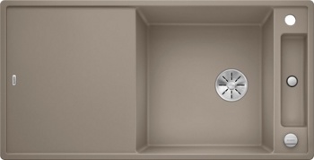 Кухонная мойка Blanco Axia III XL 6 S (серый беж, разделочный столик ясень, с клапаном-автоматом InFino®) - фото
