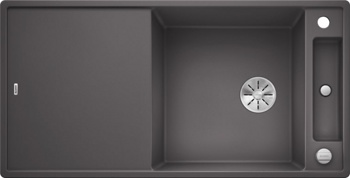 Кухонная мойка Blanco Axia III XL 6 S (темная скала, разделочный столик ясень, с клапаном-автоматом InFino®) - фото