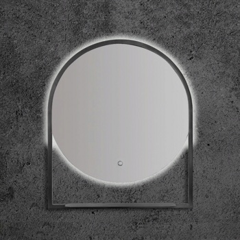 Зеркало Vallessi 550 круглое 60*70 с полочкой антрацит - фото