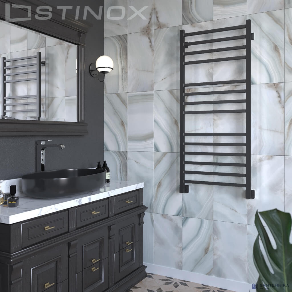 Полотенцесушитель Stinox Quatro Luxe водяной 50x120, черный матовый