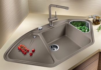 Кухонная мойка Blanco Delta II (серый беж, с клапаном-автоматом InFino®) - фото2