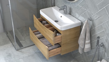 Тумба под умывальник Velvex Clay 80.2Y подвесная, дуб верона - фото