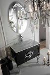 Мебель для ванной Antonio Valanti NeoArt Раковина хрустальная с черной тумбой и с зеркалом - фото2