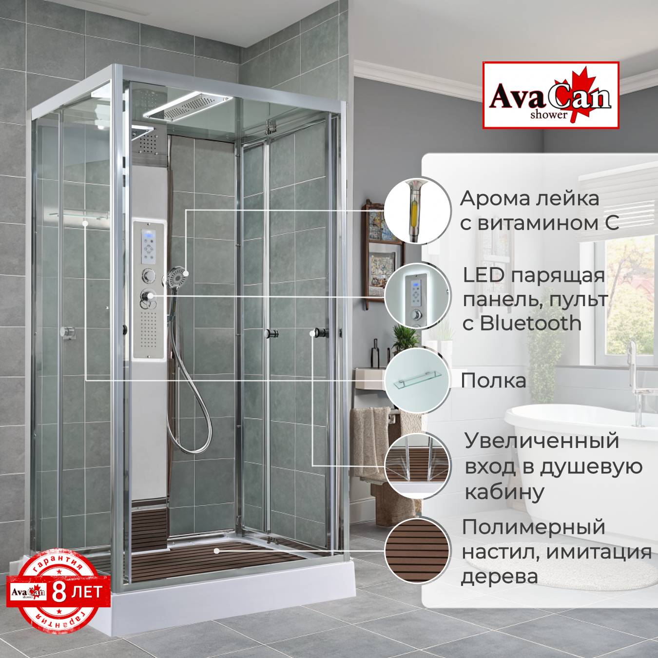 Душевая кабина AvaCan Z1912LED - фото2