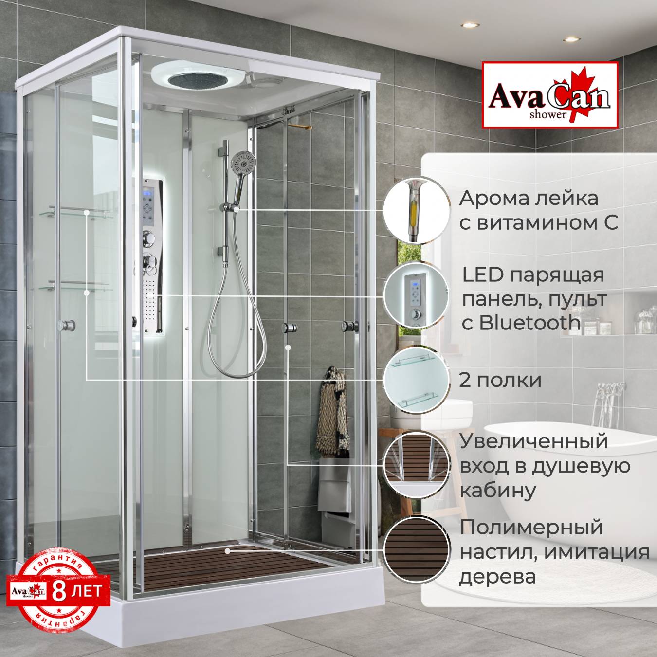 Душевая кабина AvaCan V2012LED - фото2