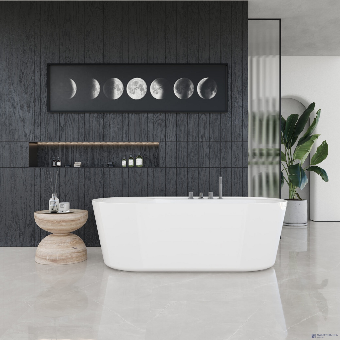 Акриловая отдельностоящая ванна AQUAme AQM3505GW-R, белый 180х85 см 