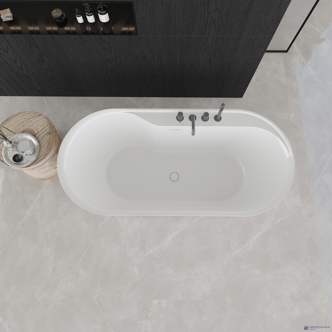 Акриловая отдельностоящая ванна AQUAme AQM3505GW-R, белый 180х85 см 