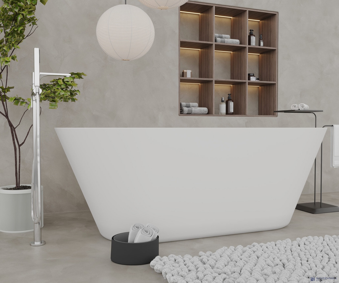 Акриловая отдельностоящая ванна AQUAme AQM3501MW, белый мат 170х75 см 