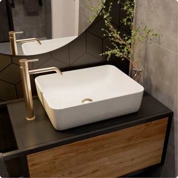 Смеситель для умывальника высокий AQUAme Siena AQM6214BG, золото матовое - фото2