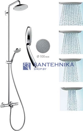 Душевая система для ванны Hansgrohe Croma 220 Showerpipe 27223000