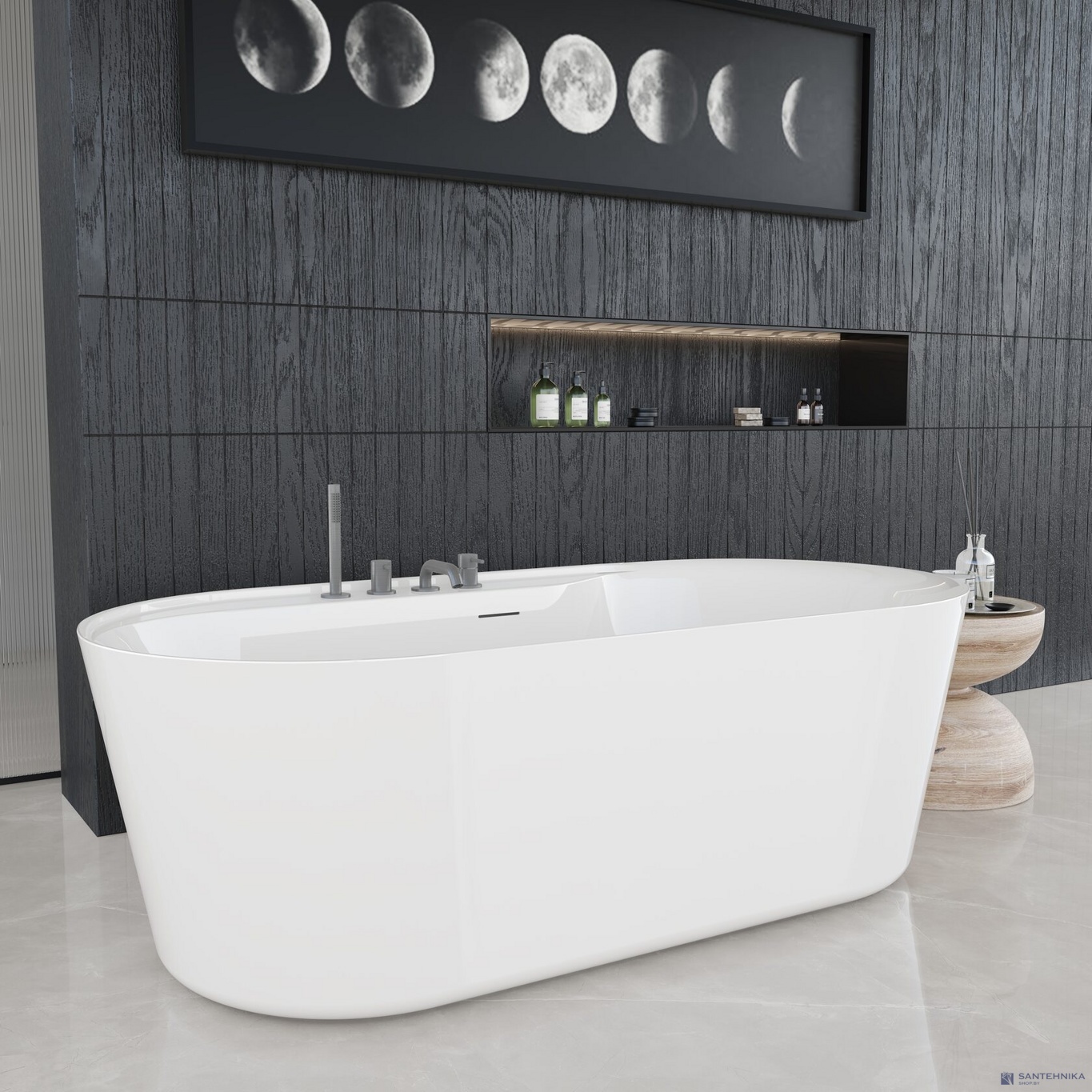 Акриловая отдельностоящая ванна AQUAme AQM3505GW-L, белый 180х85 см 