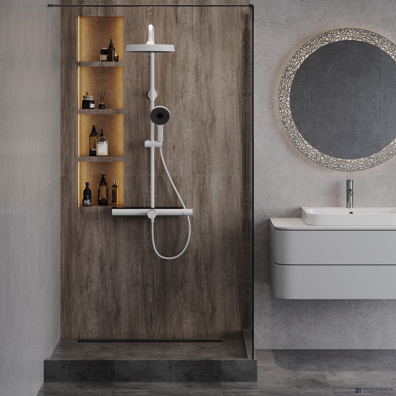 Душевая система для ванны AQUAme AQM8010W, белый