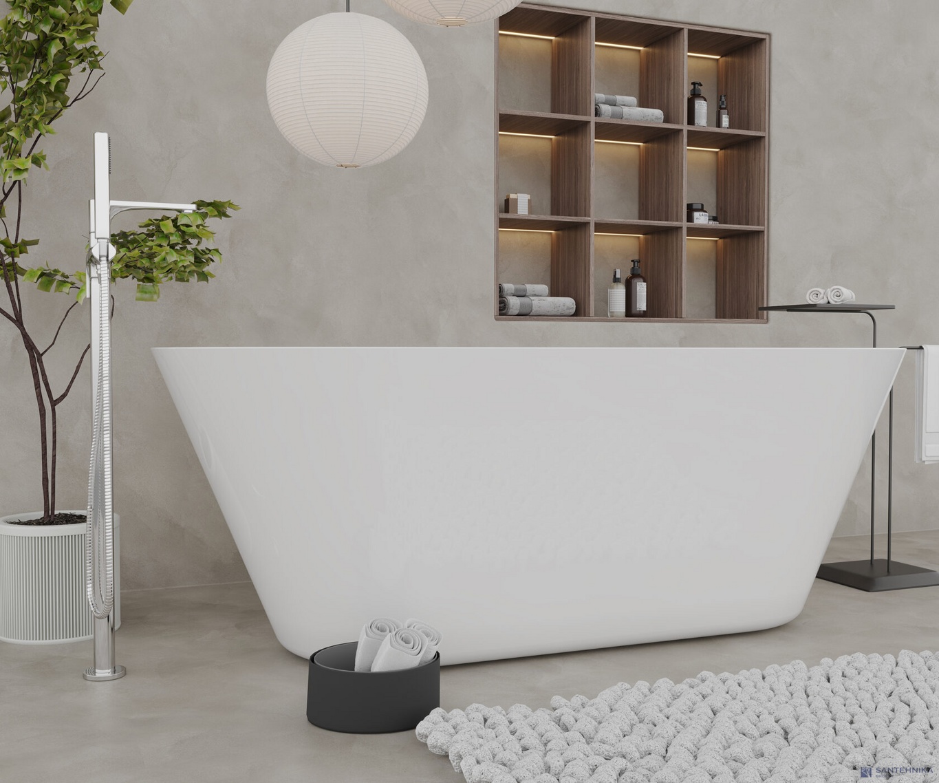 Акриловая отдельностоящая ванна AQUAme AQM3501GW, белый 170х75 см 