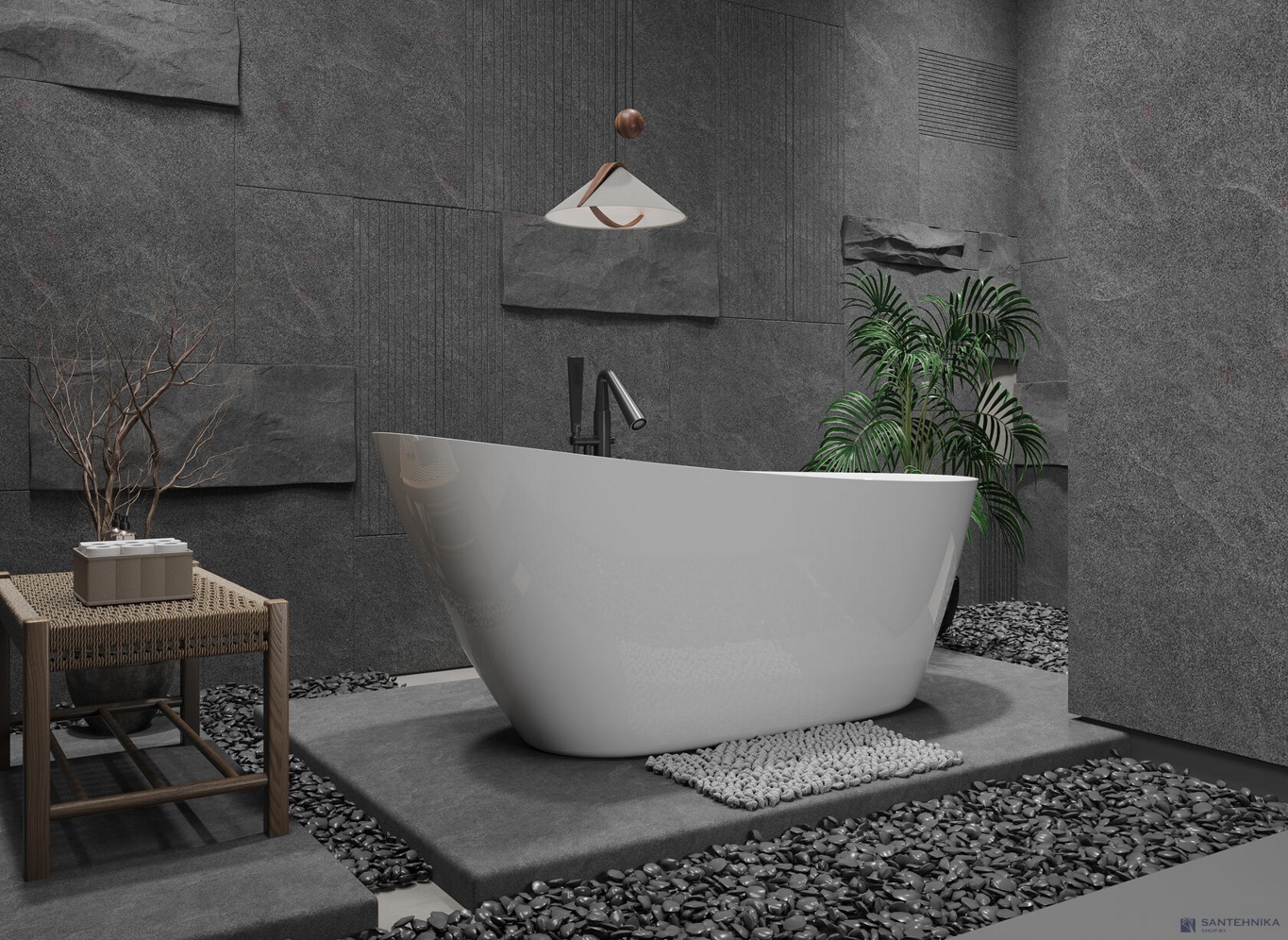 Акриловая отдельностоящая ванна AQUAme AQM3503GW, белый 170х75 см 