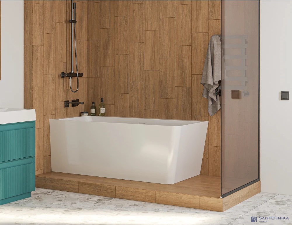 Каменная ванна Canterno Гандия 160L, белый матовый