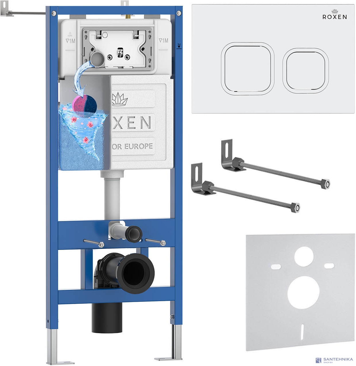 Комплект 4 в1 инсталляции для подвесного унитаза Roxen StounFix Dual Fresh 826157