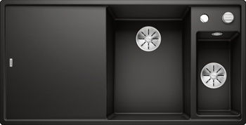 Кухонная мойка Blanco Axia III 6 S Черный 6 S (черный, правая, стекло, с клапаном-автоматом InFino) - фото