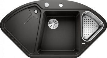 Кухонная мойка Blanco Delta II (черный, с клапаном-автоматом InFino®) - фото