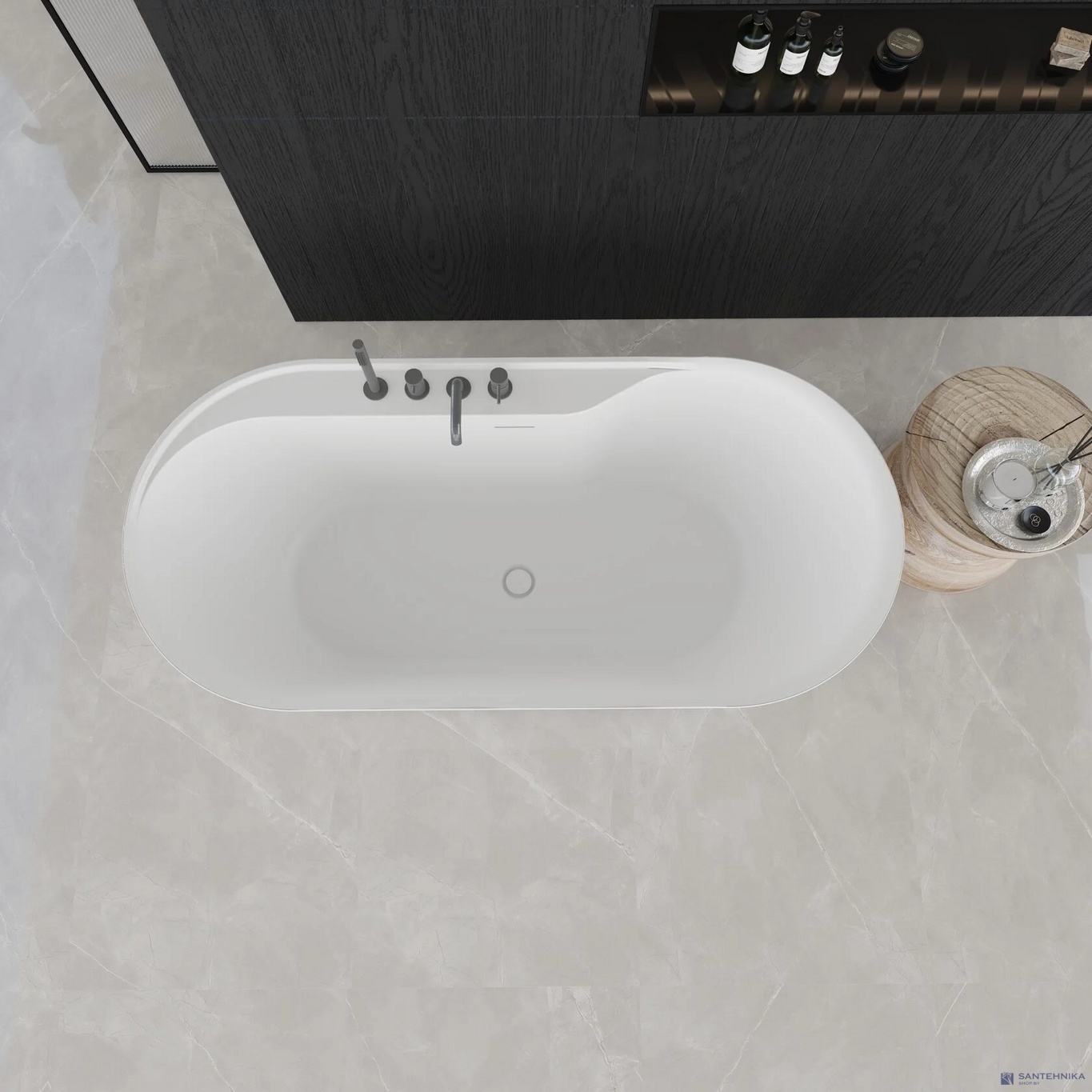 Акриловая отдельностоящая ванна AQUAme AQM3505MW-L, белый мат 180х85 см 