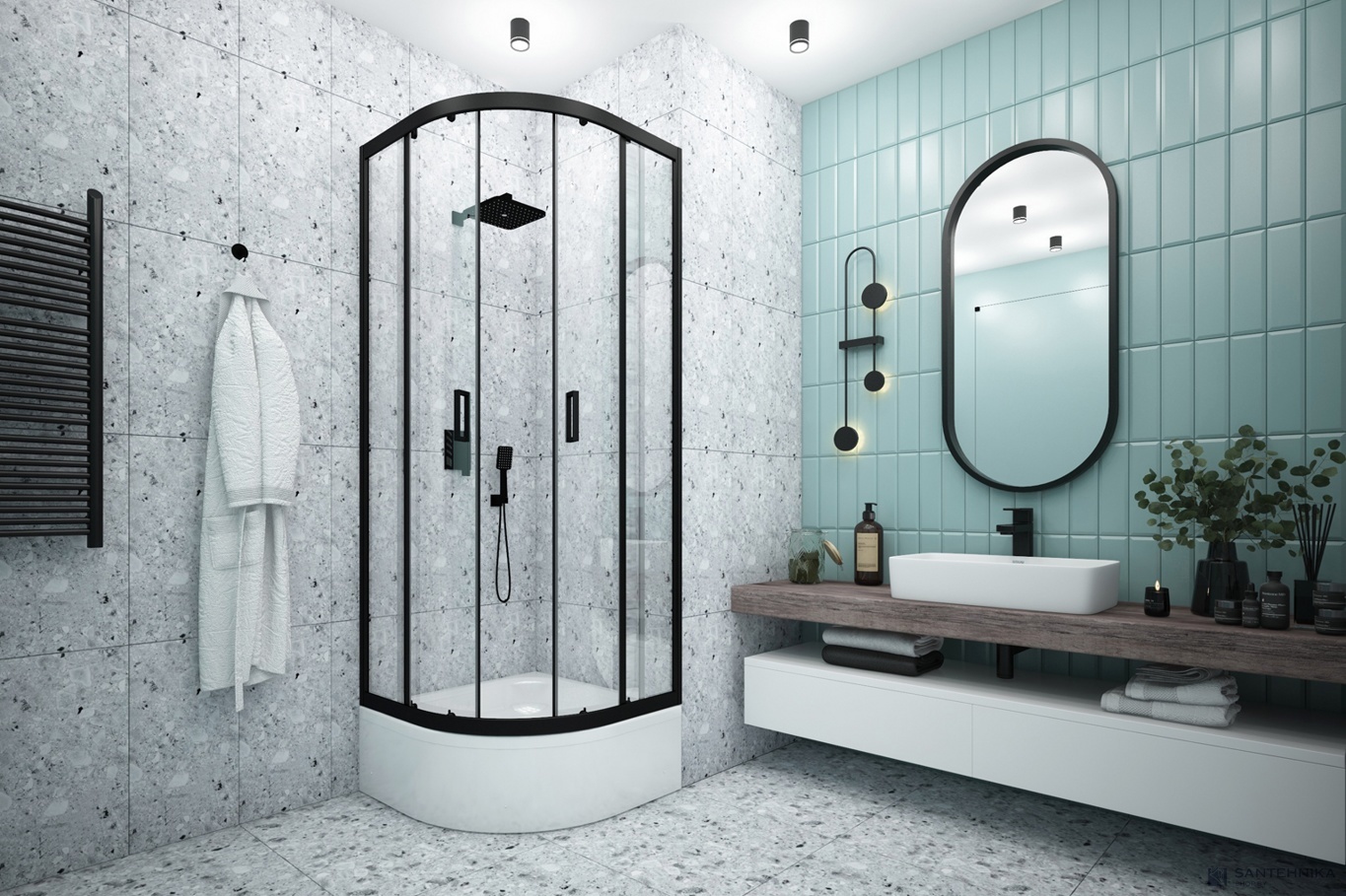 Душевоу угол Метакам Classic Black 80*80 (прозрачное стекло)
