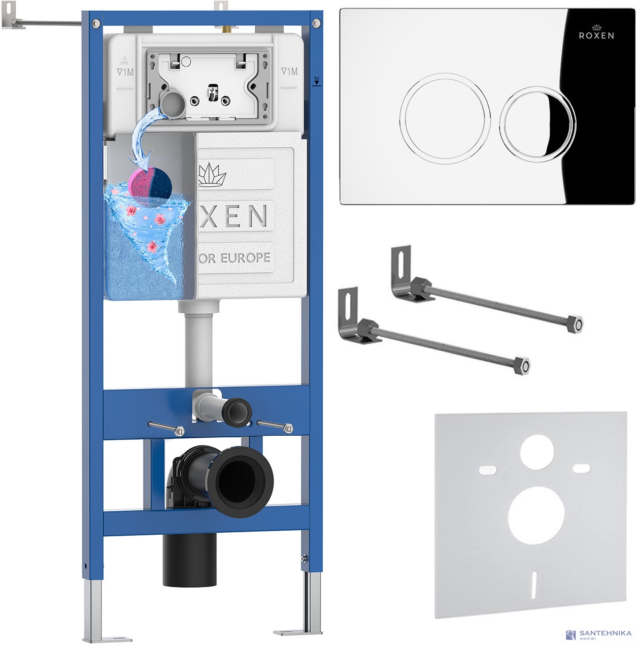 Комплект 4 в1 инсталляции для подвесного унитаза Roxen StounFix Dual Fresh 812643