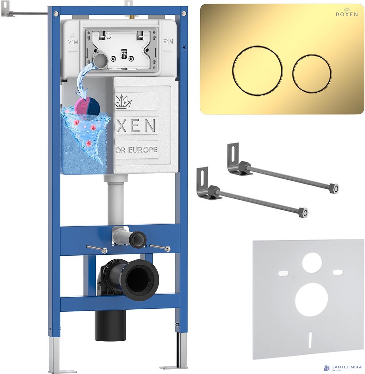 Комплект 4 в1 инсталляции для подвесного унитаза Roxen StounFix Dual Fresh 868400