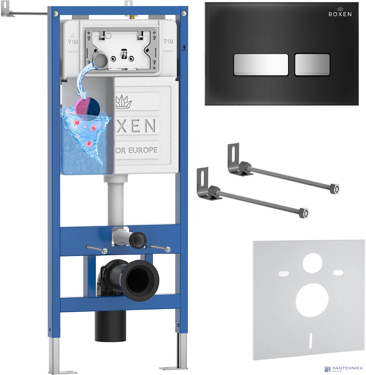 Комплект 4 в1 инсталляции для подвесного унитаза Roxen StounFix Dual Fresh 873337