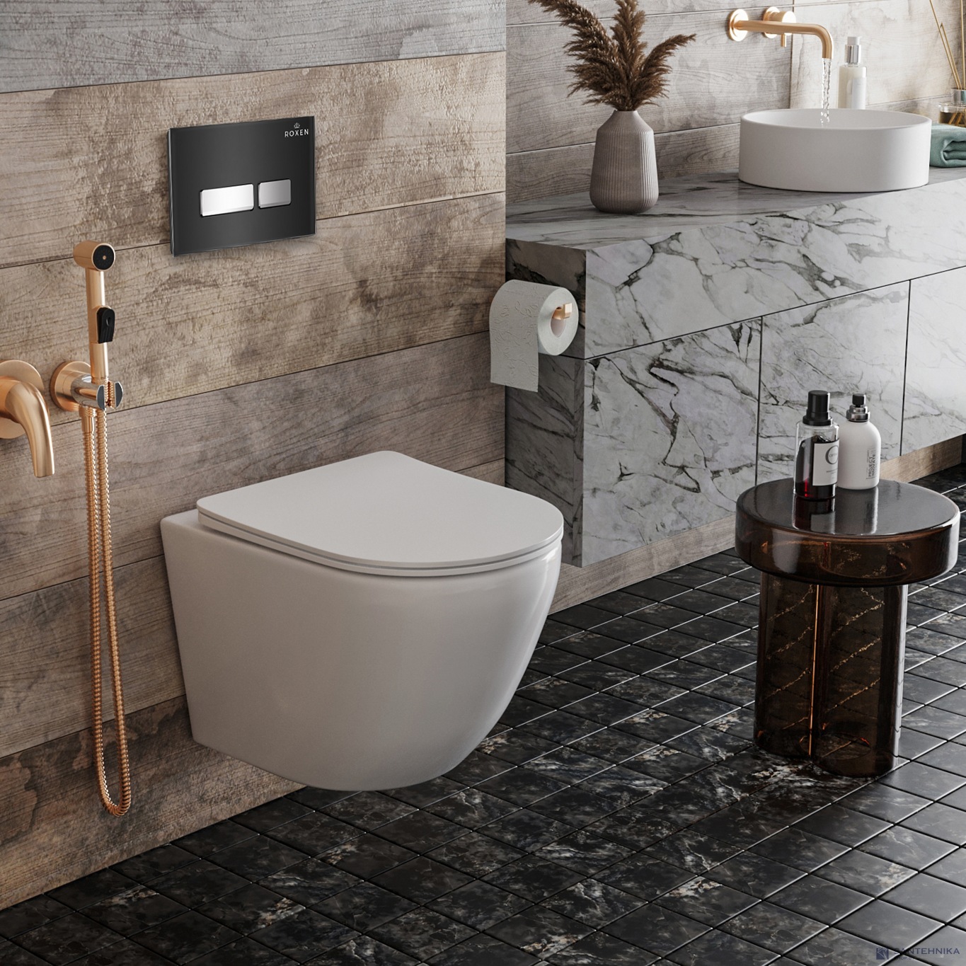 Комплект 4 в1 инсталляции для подвесного унитаза Roxen StounFix Dual Fresh 873337