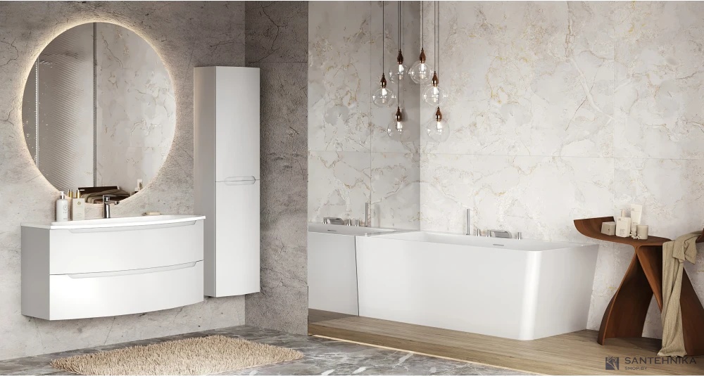 Каменная ванна Canterno Гандия 160L, белый матовый