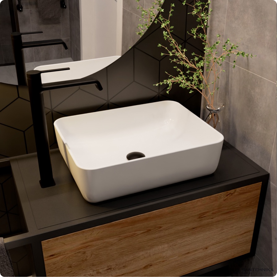 Смеситель для умывальника высокий AQUAme Asti AQM6414MB, черный