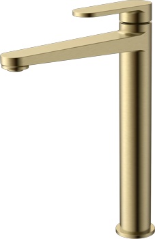 Смеситель для умывальника высокий AQUAme Novara AQM6914BG, золото матовое - фото