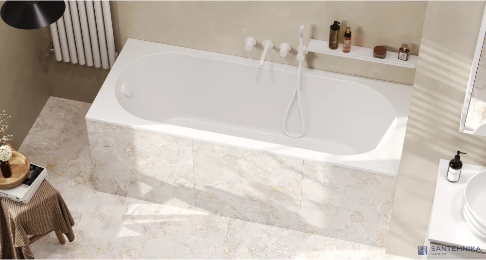 Каменная ванна Canterno Оренсе 150x75, белый матовый
