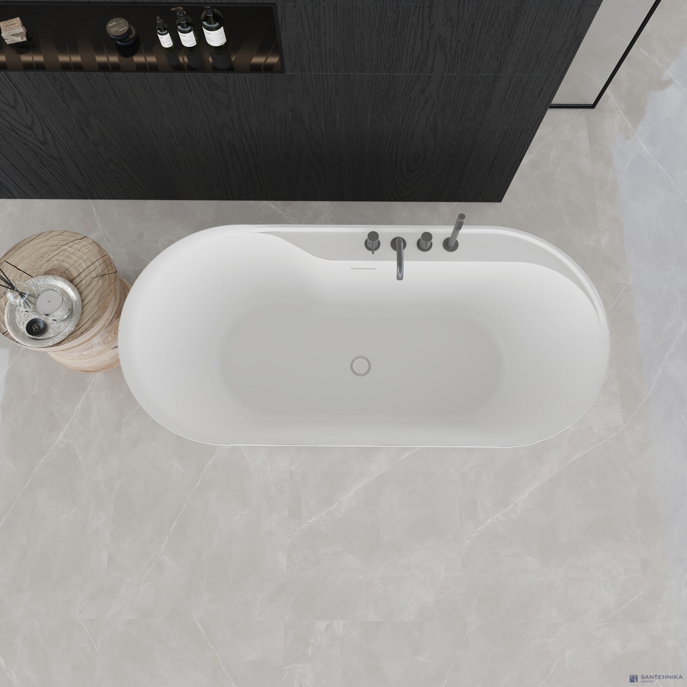 Акриловая отдельностоящая ванна AQUAme AQM3505MW-R, белый мат 180х85 см 