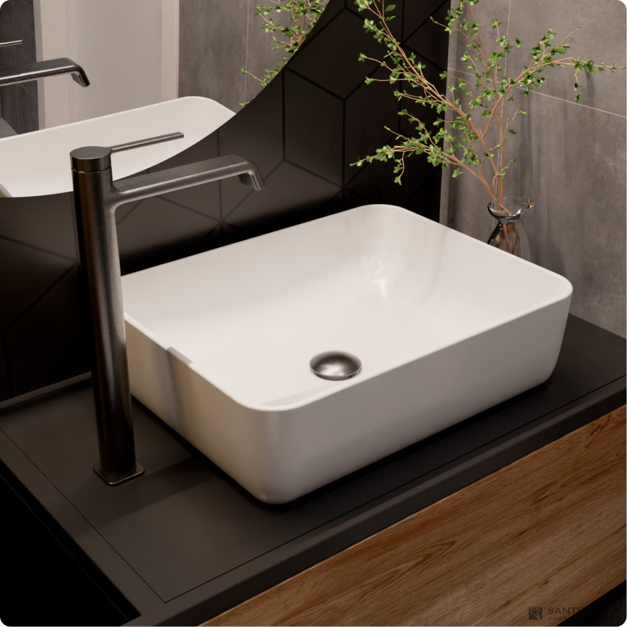 Смеситель для умывальника высокий AQUAme Asti AQM6414GM, графит