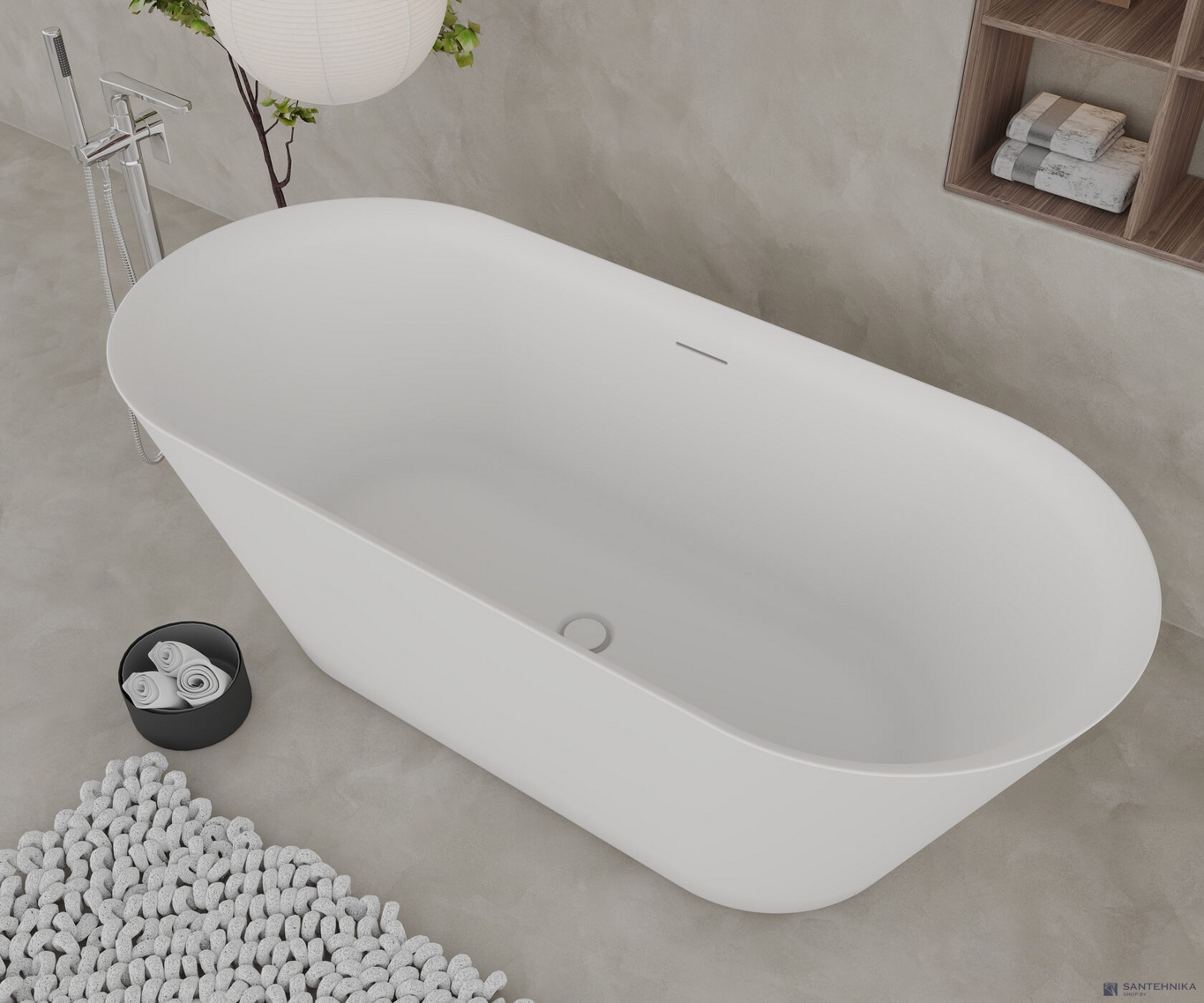 Акриловая отдельностоящая ванна AQUAme AQM3501MW, белый мат 170х75 см 