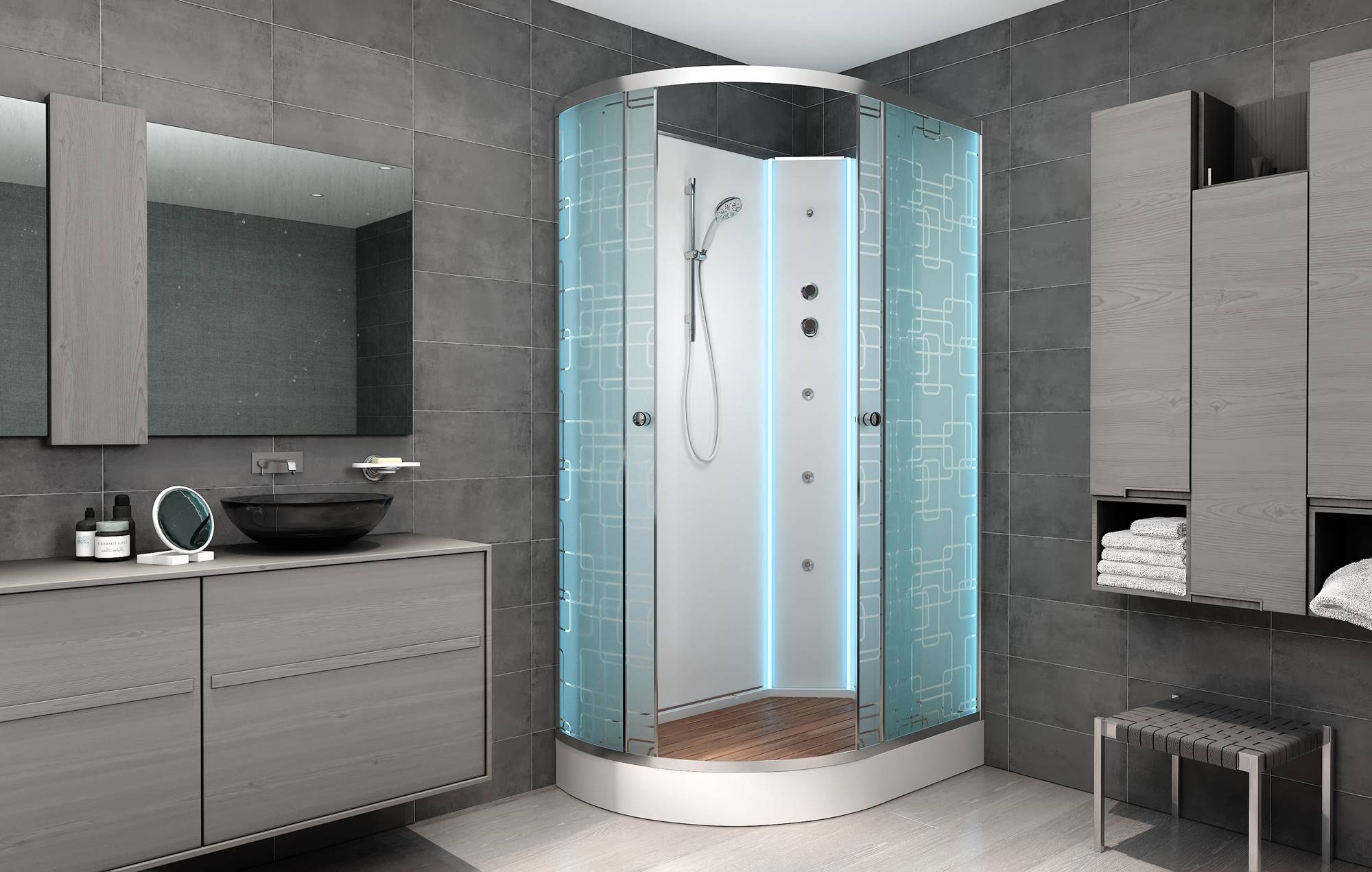 Душевая кабина AvaCan EM2012 N R LED с гидромассажем