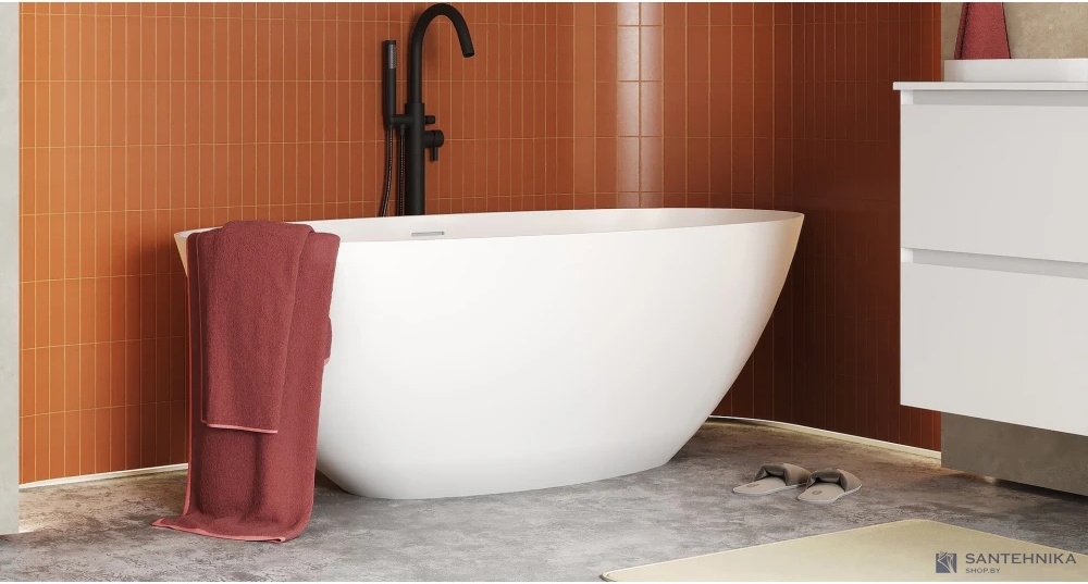 Каменная ванна Canterno Толедо 170, белый глянцевый