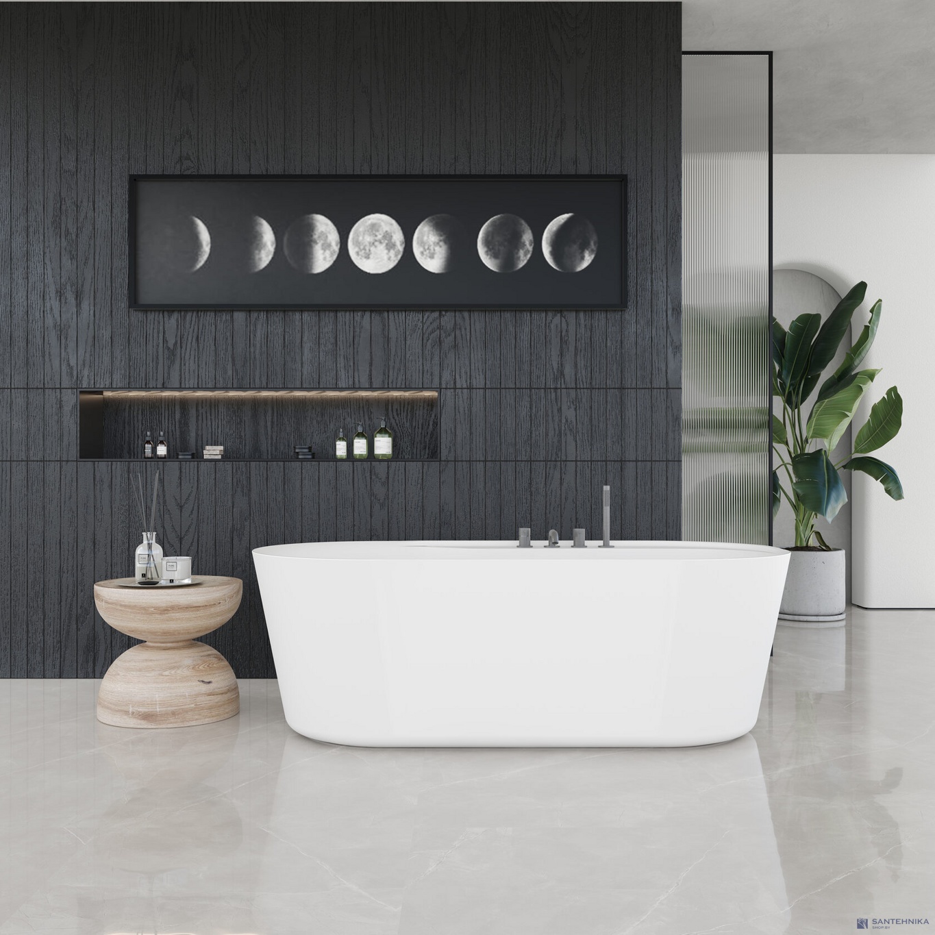 Акриловая отдельностоящая ванна AQUAme AQM3505MW-R, белый мат 180х85 см 