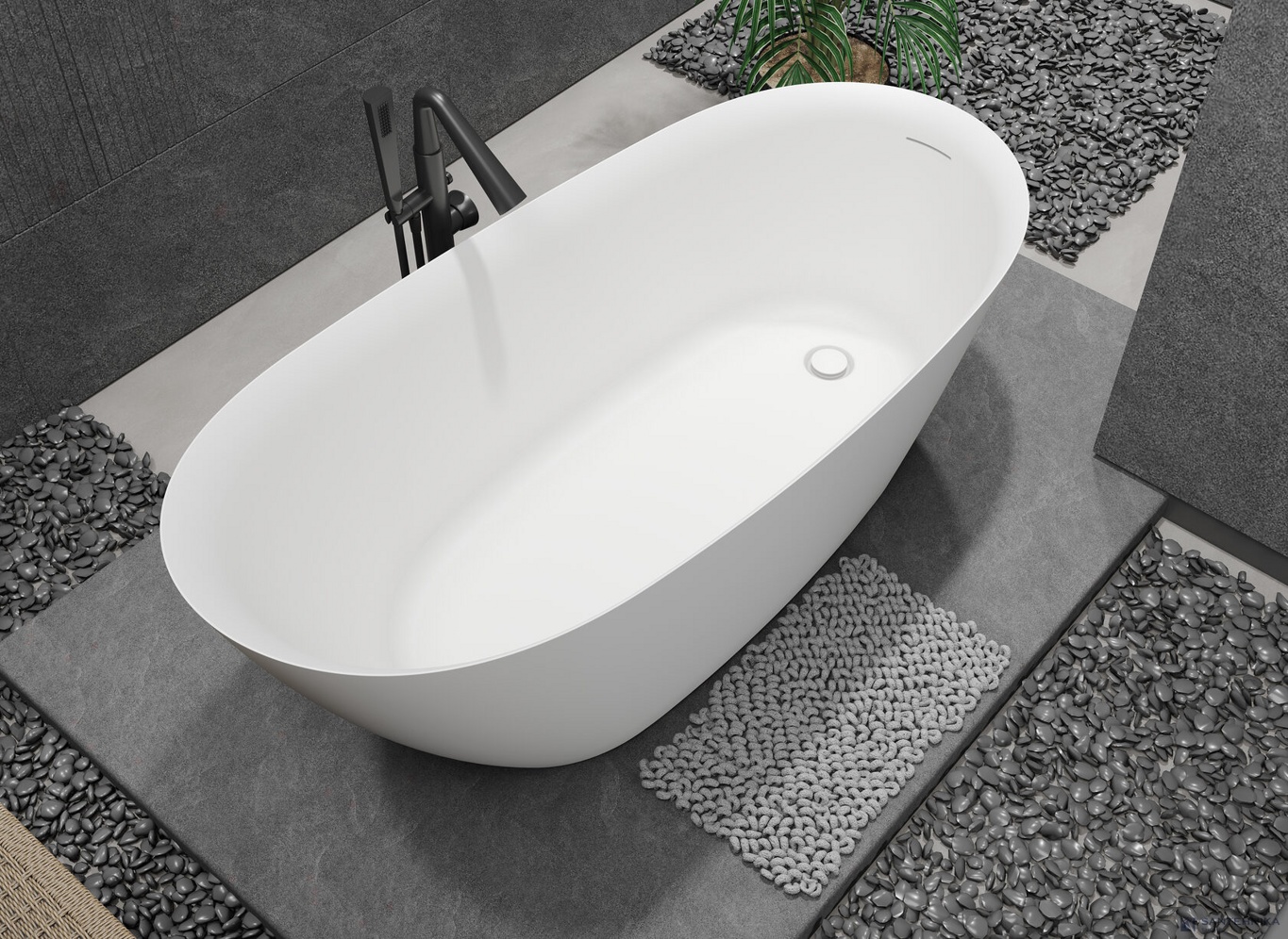 Акриловая отдельностоящая ванна AQUAme AQM3503MW, белый мат 170х75 см 