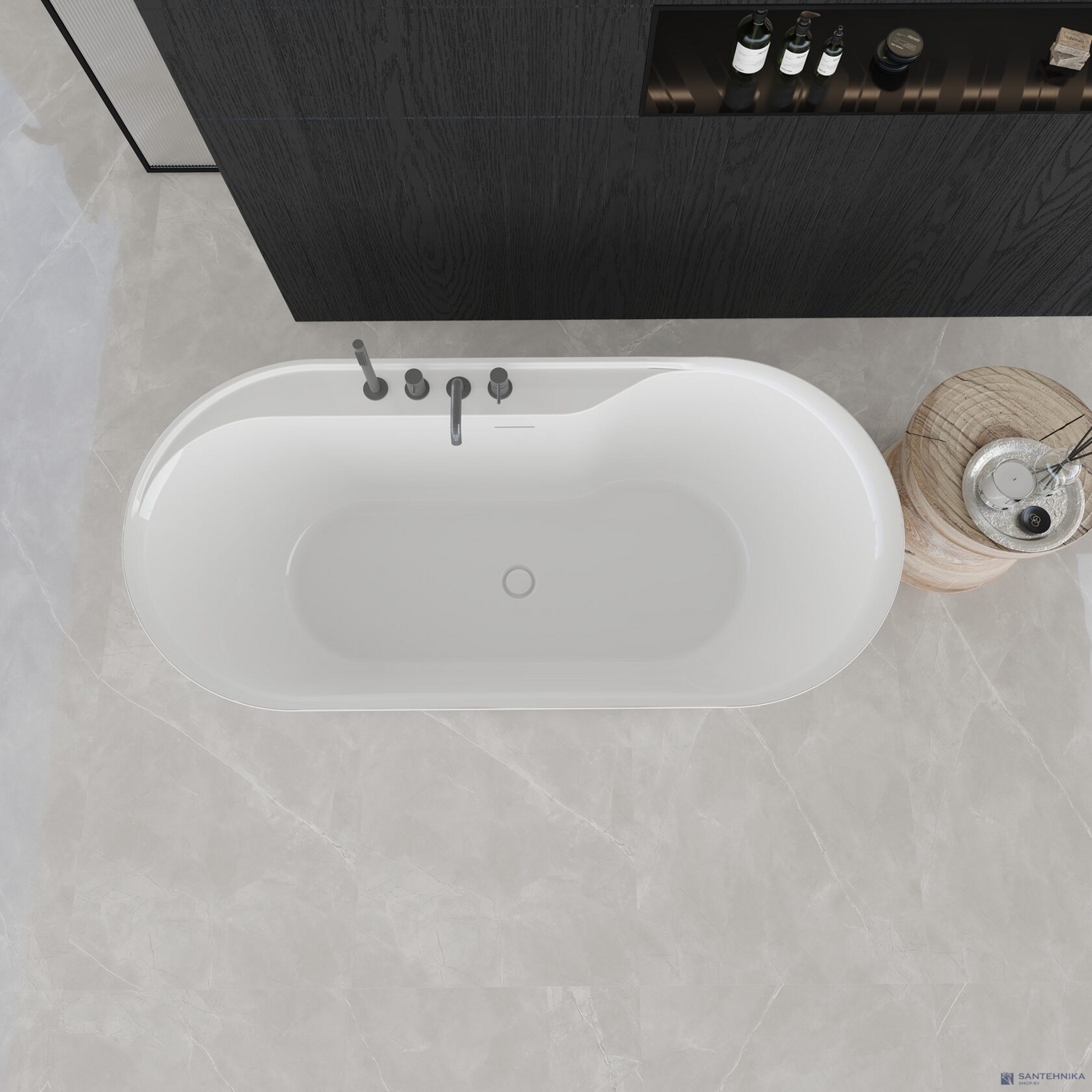 Акриловая отдельностоящая ванна AQUAme AQM3505GW-L, белый 180х85 см 