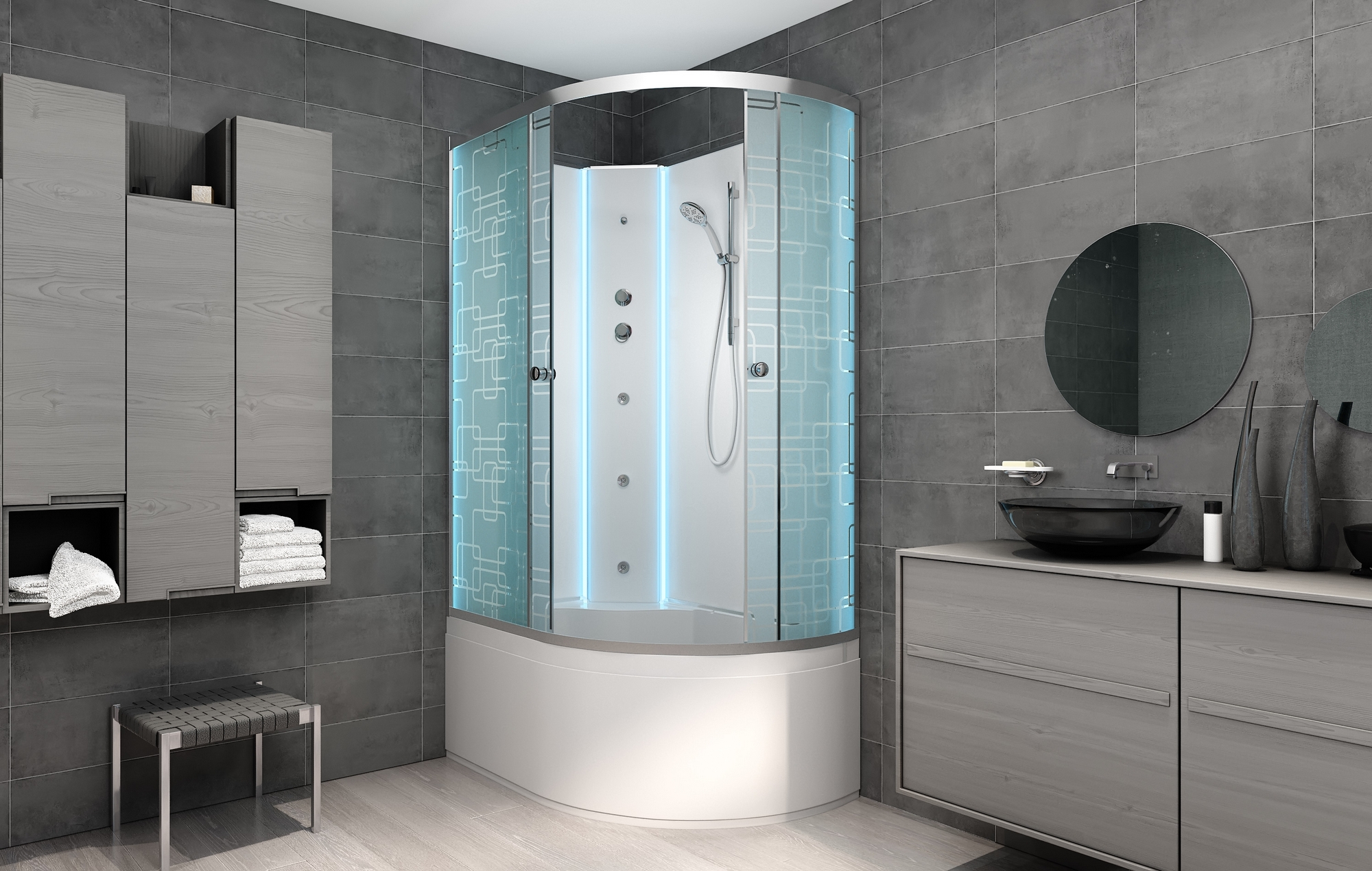 Душевая кабина AvaCan EM5012 N L LED с гидромассажем