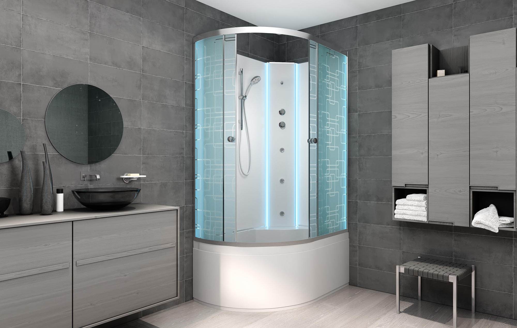 Душевая кабина AvaCan EM5012 N R LED с гидромассажем